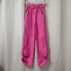 SO Goods for Life Women’s Wide Leg Pants XS Pink Gauze Paperbag Beach Boho Y2K